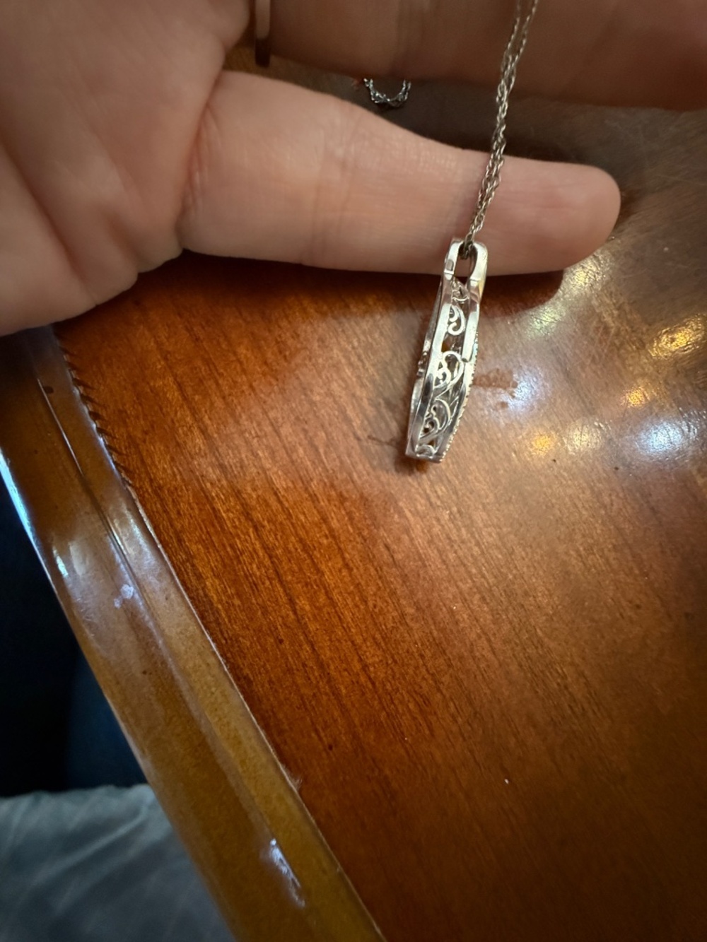 Silver diamond Marquise Pendant Necklace from Kay Jewelers - Picture 4 of 6